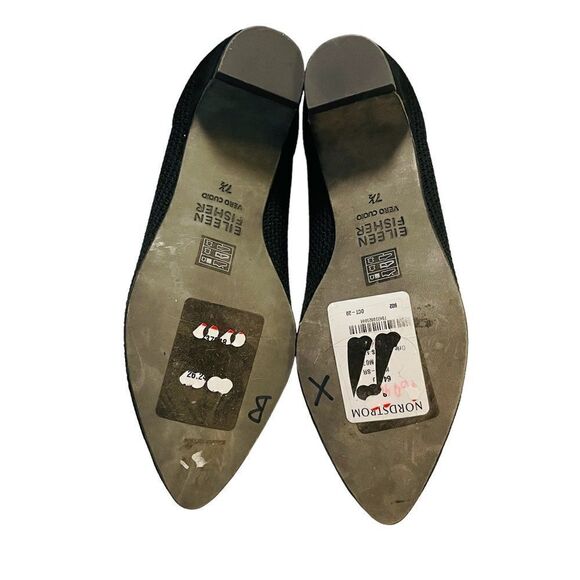 Eileen Fisher Kiss Black Weaved Stretch Fabric Pumps - Picture 4 of 5